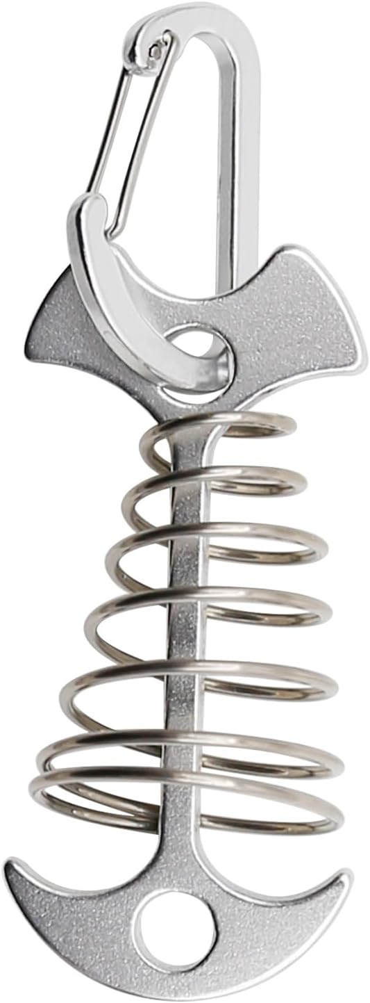 10 Pack Deck Anchors Pegs with Carabiners, Aluminum Tent Rope Tightener with Clips Cord Adjuster, Canopy Tent Anchors Outdoor Camping Tent Accessories
