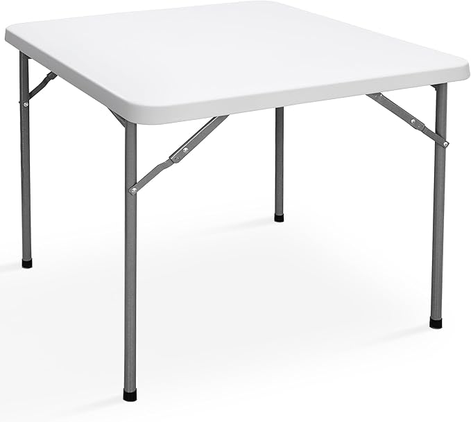 SUPER DEAL 33 Inch Folding Card Table, Indoor Outdoor Portable Plastic Kitchen or Camping Picnic Party Wedding Event Table, White