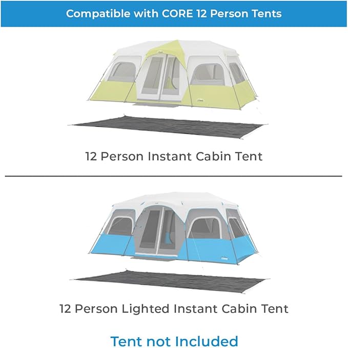 CORE Outdoor Tent Footprints | Perfect Tarp Camping Accessories for Easy Camp Setup (12 Person Instant Cabin Tents)