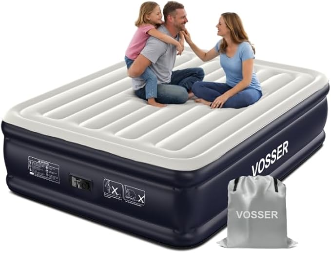 Air Mattress Queen with Built-in Pump, 18" Raised Inflatable Blow Up Mattress,Upgraded Heavy Duty 800lbs Portable Air Bed for Home, Guests,Floor& Camping, Self Inflating Colchon Inflable Queen