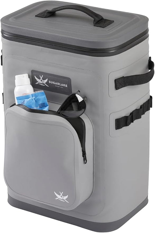 SugarLake Gear Waterproof Backpack Cooler, 24-Can Capacity, 48-Hour Ice Retention, Gray