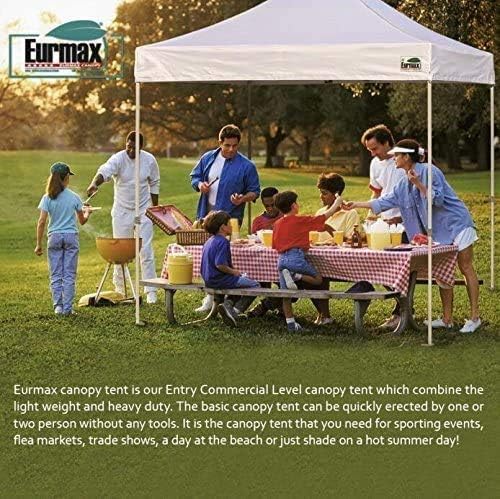 Eurmax USA 5'x5' Pop Up Canopy Tent Commercial Instant Canopies with Heavy Duty Roller Bag,Bonus 4 Sand Weights Bags (Grey)
