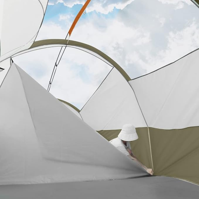 CAMPROS CP Tent 8 Person Camping Tents, Weather Resistant Family Tent, 5 Large Mesh Windows, Double Layer, Divided Curtain for Separated Room, Portable with Carry Bag