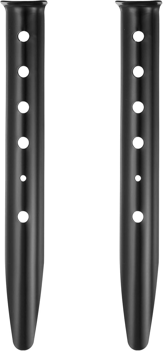 PATIKIL Aluminum Tent Stakes, 2 Pack Metal Camping Ground Pegs Camping Accessories Sand Stakes with 6 Holes for Tents Hammocks and Canopy, Black