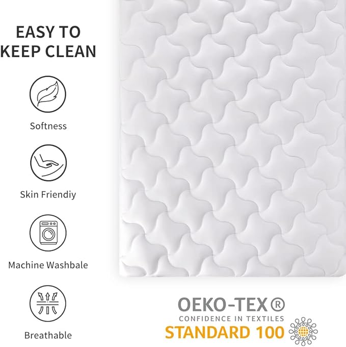 SLEEP ZONE Mattress Pad Cal King Cooling Mattress Topper, Quilted Fitted Mattress Cover, Machine Washable Mattress Protector, Soft Fluffy Down Alternative, Deep Pocket 8~21 inch (White, Cal King)