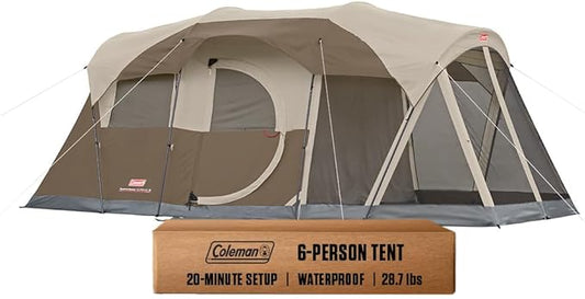 Coleman 6-Person WeatherMaster Camping Tent with Screened Porch, Weatherproof Tent with Screen Room, Rainfly & Carry Bag Included, Made Without PFAS Chemicals