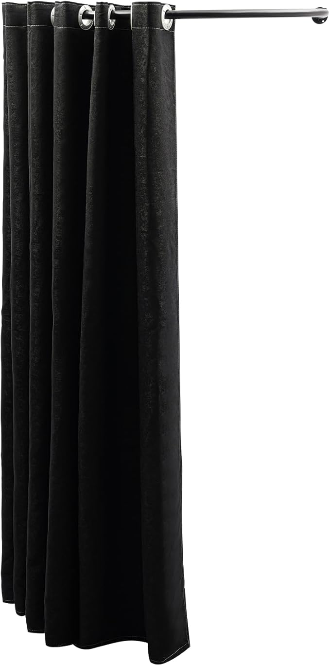 U-Dressing Room Privacy Protection Changing Divider, Clothing Store Fitting Room for Boutique, Curtain Divider (U-Shaped-Black)