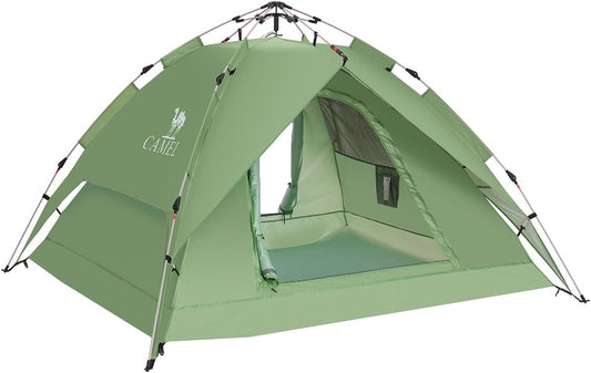 CAMEL CROWN Instant Tent for 3-4 Person, Waterproof & Sun Protection Family Camping Tent, Sets Up in 30 Seconds, Lightweight with Carry Bag for Hiking, Car Camping, Backyard