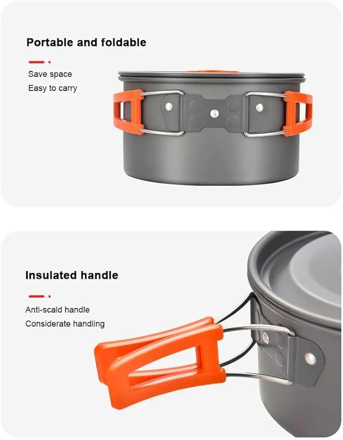 5pcs -20pcs Set TMKOOL Camping Cookware Mess Kit Outdoor Hiking Backpacking Picnic Cooking Bowl Non Stick Pot