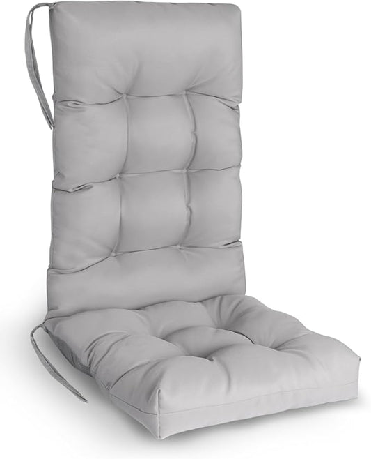 GREENVINES Rocking Chair Cushion | Polyester | Waterproof | Outdoor High Back Rocker Chairs Cushions | Seat with Ties | Non-Slip | Thickened Pad for Patio | 46.5" x 18.5" x 4.3" | Grey