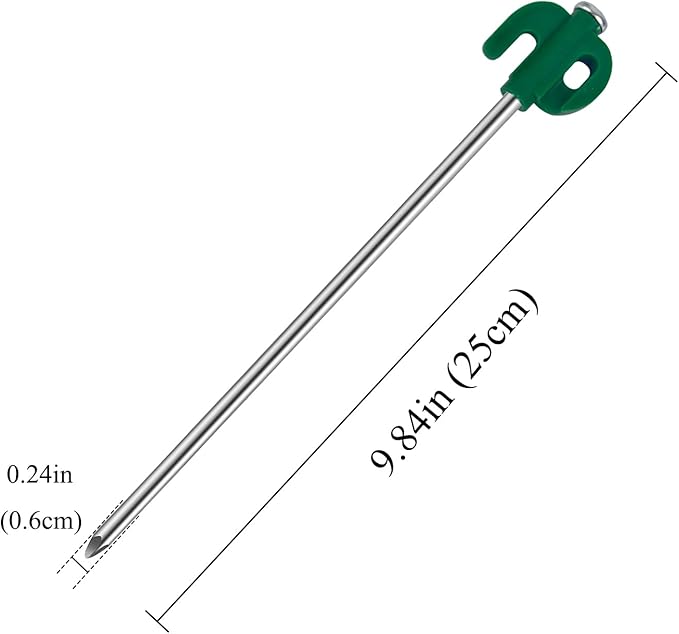 Tent Stakes, 20PCS Galvanized Ground Stake, 10 Inch Non-Rust Metal Tent Pegs Camping Tent Spikes Anchors for Outdoor Canopy, Yard Stakes for Garden, Hiking -Green
