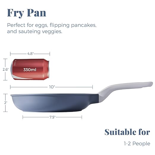 PRICUSIS Nonstick Ceramic Frying Pan, 8/10/12 Inch Non Toxic Skillet, Egg & Omelet & Chef's Pan, Induction Compatible & Oven Safe, Dishwasher Safe,PTFE PFAS & PFOA Free (10 Inch, Gray)