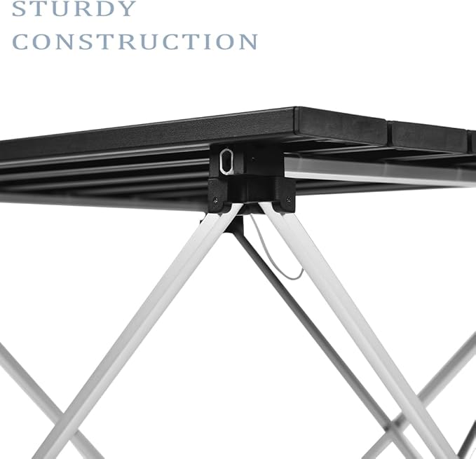 Grope Portable Camping Table with Aluminum Table Top, Folding Beach Table Easy to Carry, Prefect for Outdoor, Picnic, BBQ, Cooking, Festival, Beach, Home Use (Black-M)