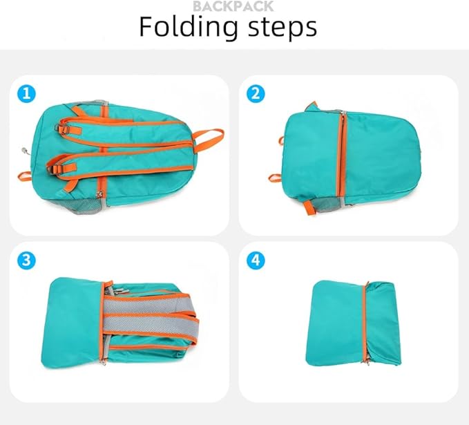 Foldable Lightweight Hiking Backpack Camping Cycling Travel Shopping Fitness Sports Backpack With Man And Women, (lake blue)