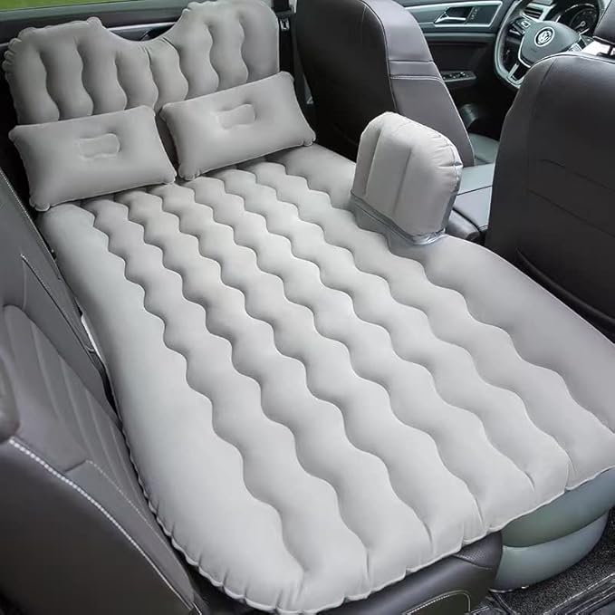 Inflatable Car Air Mattress Back Seat Bed with Air Pump,Thickened Portable Car Travel Sleeping Camping Air Mattress Blow Up Bed for Car Universal SUV