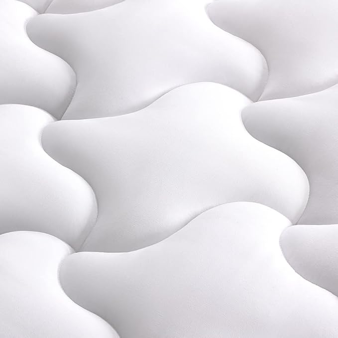 SLEEP ZONE Mattress Pad Cal King Cooling Mattress Topper, Quilted Fitted Mattress Cover, Machine Washable Mattress Protector, Soft Fluffy Down Alternative, Deep Pocket 8~21 inch (White, Cal King)
