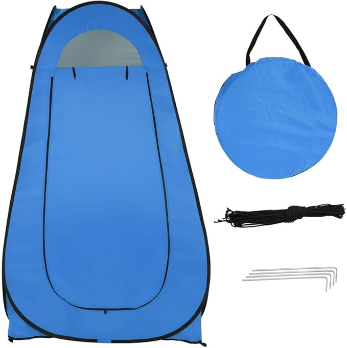 Pop Up Privacy Tent - 1-2 Person Portable Outdoor Camping Bathroom Toilet Tent Changing Dressing Room Privacy Shelter for Hiking, Beach, Picnic - Blue