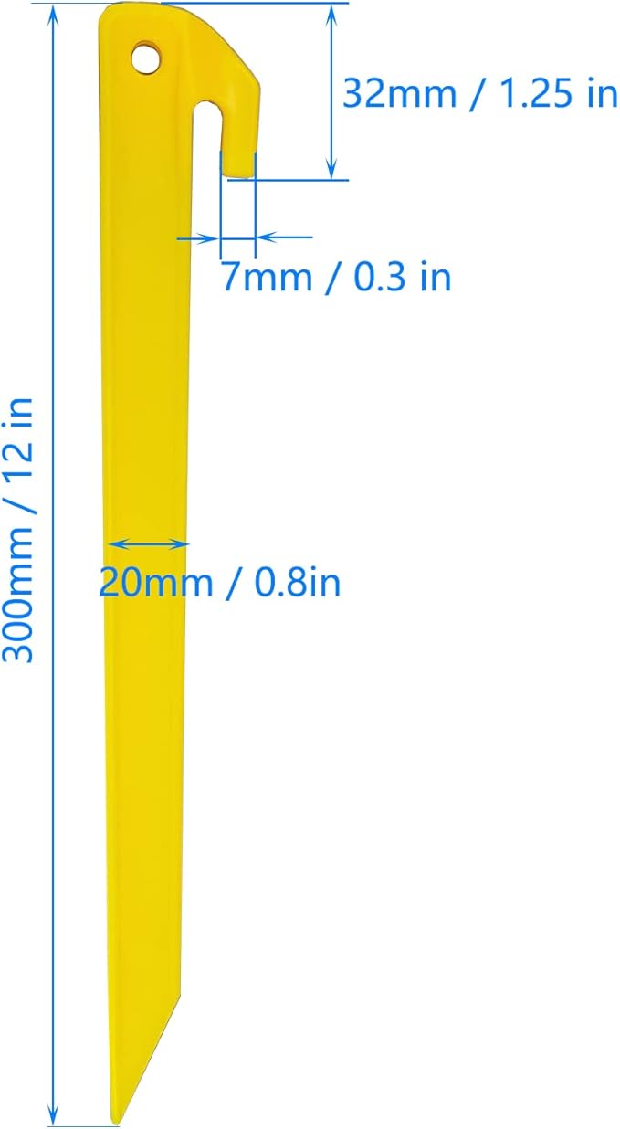 20x Heavy Duty Plastic Tent/Awning pegs, Tent Stakes, Sand Stakes for Beach, 300mm / 12Inch Length, Camping Caravan