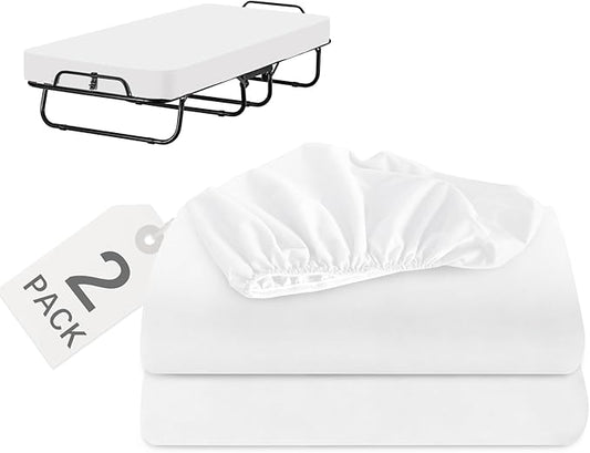 Biloban Cot Sheets 31’’×75’’ 2 Pack, Cot Size Fitted Sheet Fits for Narrow Twin Mattress/RV Bunk Mattress/Guest Beds and Folding Beds/Army Cots for Adults, White