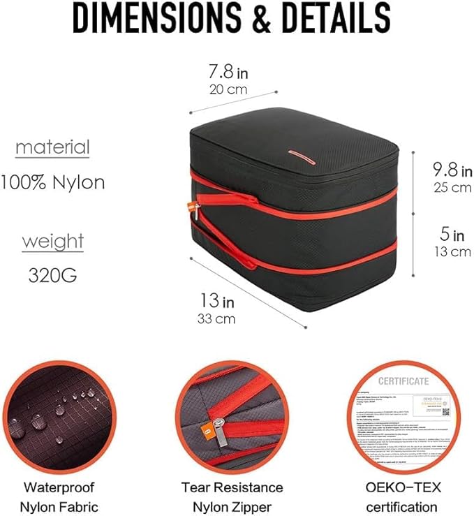 Bee Nesting Compression Packing Cube 2-Layer Travel Luggage Organizer with Wet Dry Separation Expandable Space Saver Bag for Suitcase and Backpack