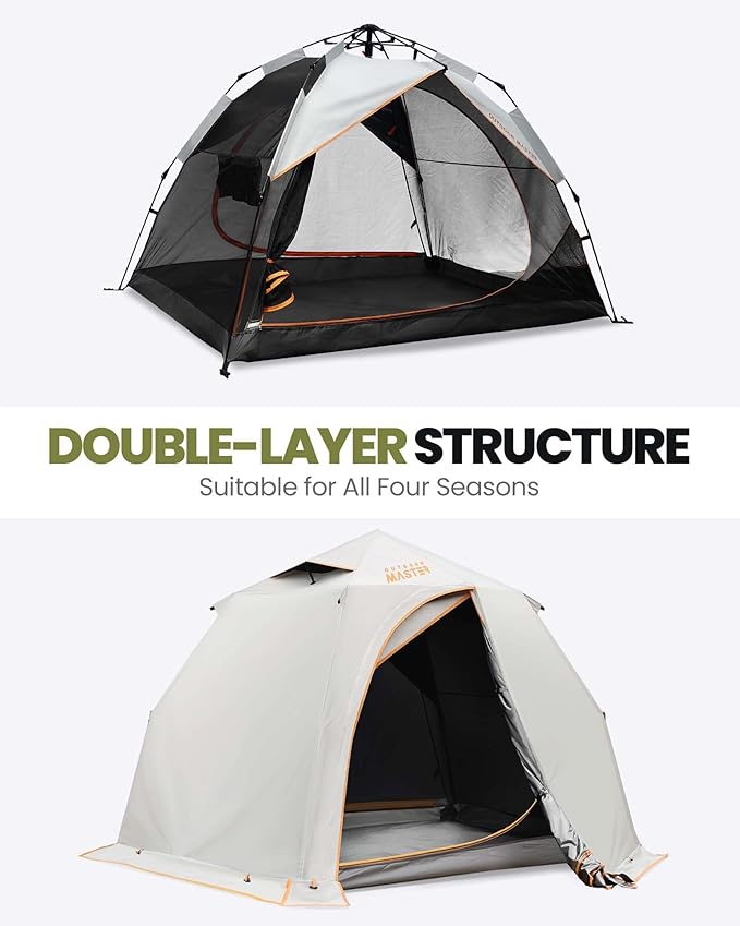OutdoorMaster 2 Person Camping Tent, 4 Seasons Lightweight Backpacking Canopy, Waterproof and Weatherproof Sun Shelter, Double Layer Outdoor Cabana for Camping, Hiking and Mountaineering
