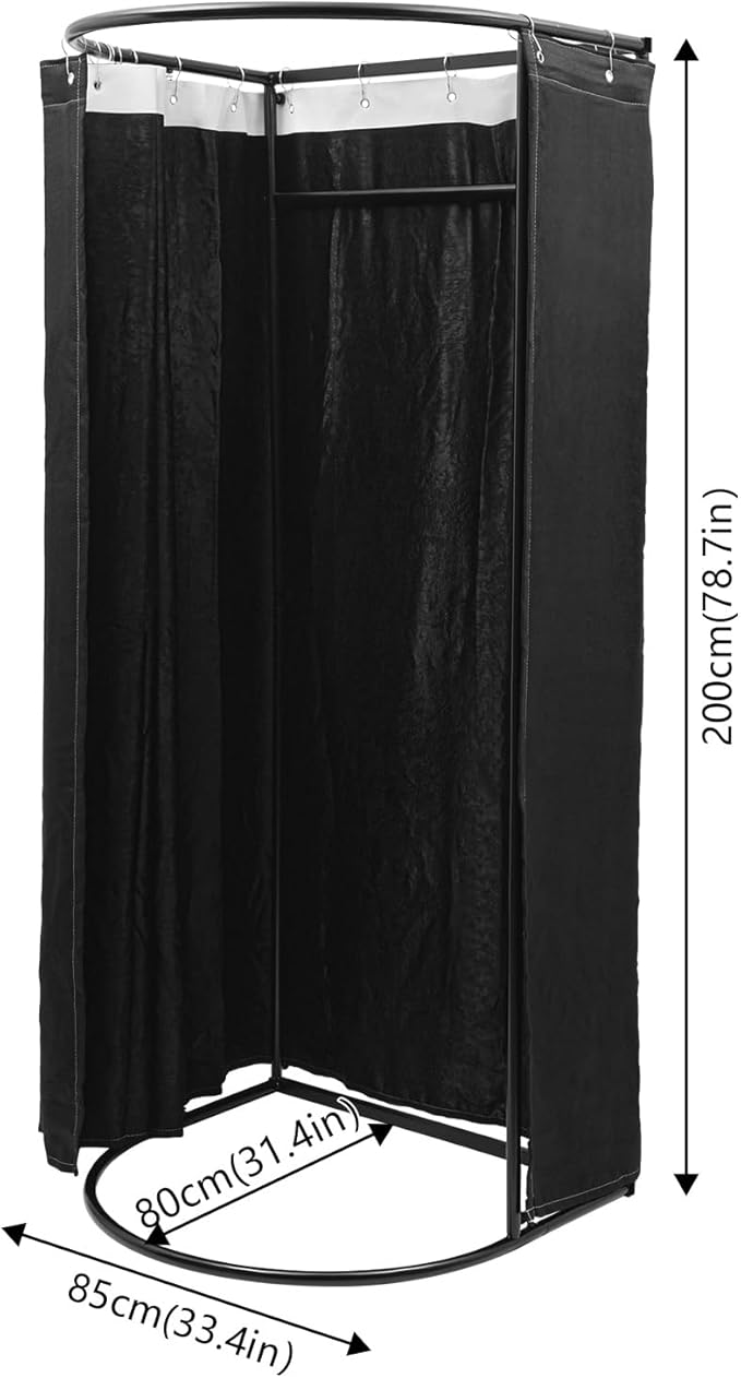 Clothing Store Fitting Room, Dressing Room, Removable Portable Changing Room Tent, Fitting Room for Boutique, Privacy Dressing Room for Indoor Outdoor House Office Shopping Mall (D-Shaped-Black)