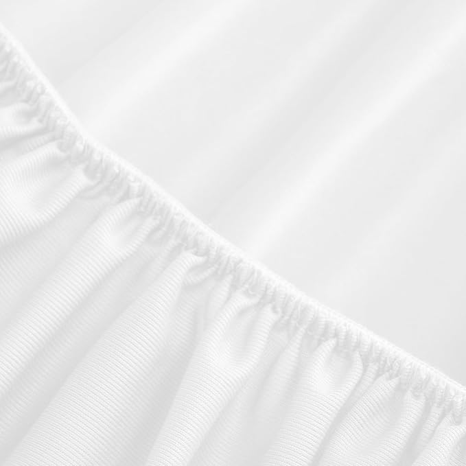 Biloban Twin Fitted Sheet 4 Pack, Twin Bedding Fitted Sheets Only with Deep Pocket up to 14", Bottom Sheet, Shrinkage & Stain Resistant Fitted Bed Sheets, Wrinkle Free & Easy Care, White