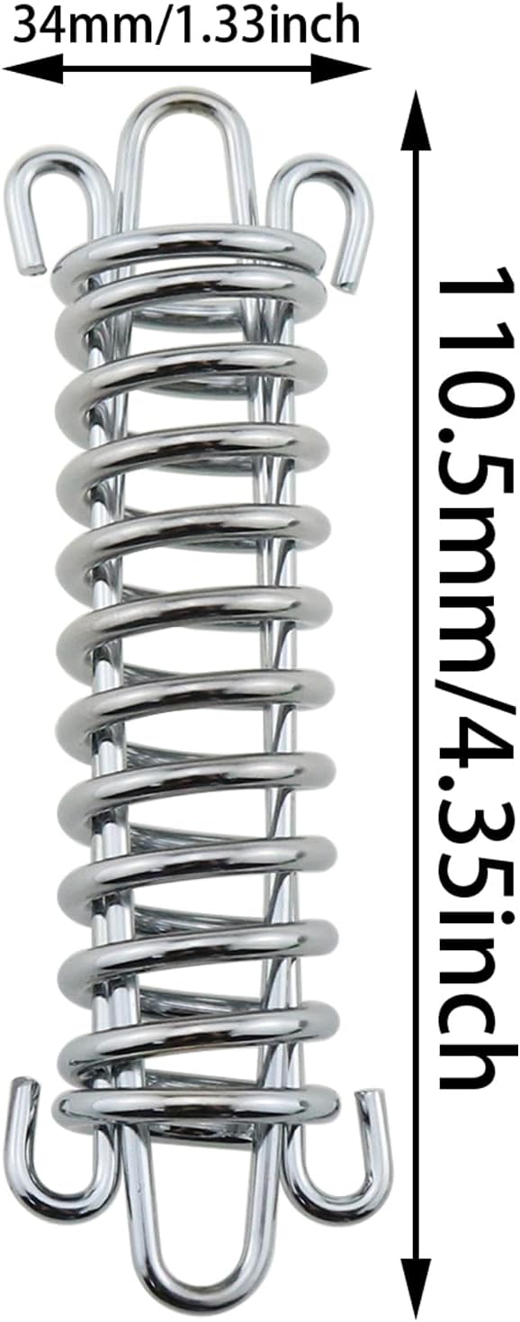 heyous 2PCS Silver Tent Wind Spring Wind Rope Buckle Outdoor Camping High Strength Steel Rope Buckle Tent Fixed Buckle Spring Hook Buckle