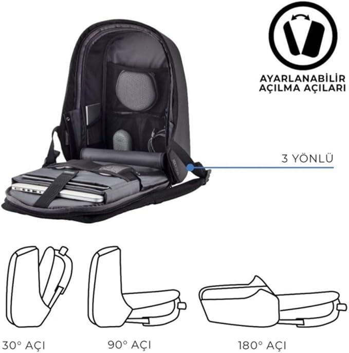 XDDesign Bobby Hero 20 Liter Anti Theft Laptop Backpack with Padded 17" Laptop Sleeve, Recycled Material, Water-Repellent, USB Charging Port, travel backpack carry on flight approved for men, women