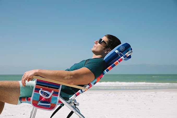 Ballast Beach Pillow – Comfy, Durable & Compact, Stays Put on Windy Beaches with Patented Sand Pouch, Inflatable Pillow for Beaches, Pools, Camping, Festivals and Travel (Retro Palm)