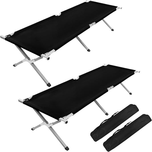 YSSOA Camping Cot, Cots for Sleeping with Storage Bag, Portable and Lightweight Sleeping Cot for Outdoor Traveling, Hiking, Office Nap, Easy to Set up, 2 Pack