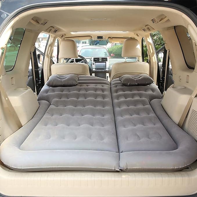 Inflatable SUV Air Mattress Thickened Flocking Inflatable Car Camping Travel Air Mattress with 2 Pillows & Air Pump,Portable Car Sleeping Bed for SUV|MPV|Minivan