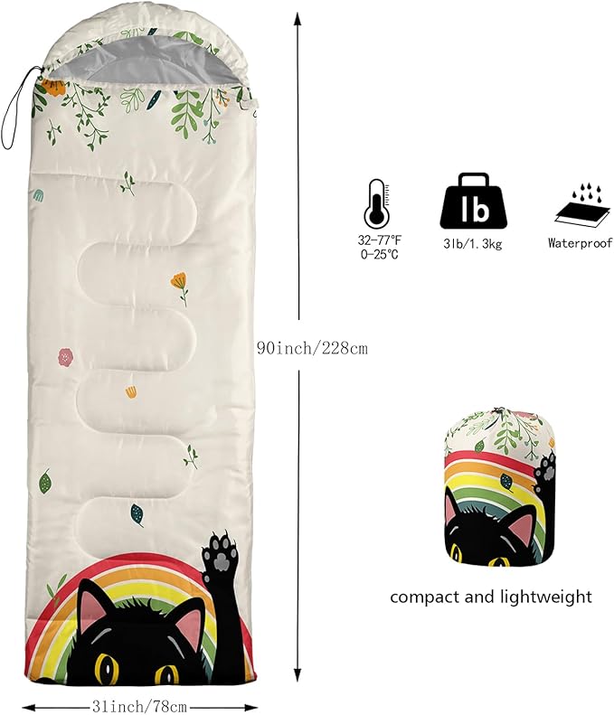 AILONEN Boys Sleeping Bag for Camping,Nautical Anchor,Lightweight & Waterproof,3 Season Warm & Cool Weather,Navy Blue Sleeping Bags for Kids Men Travelling,Outdoors