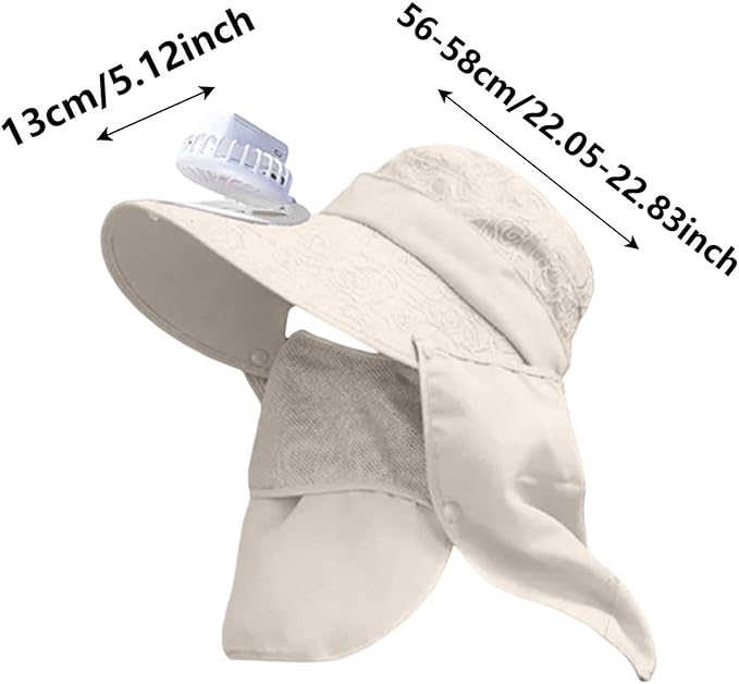 Solar Fan Cap, Wide Brim Sun Cap, USB and Solar Powered Adjustable Breathable Fan Hat for Women Men Outdoor
