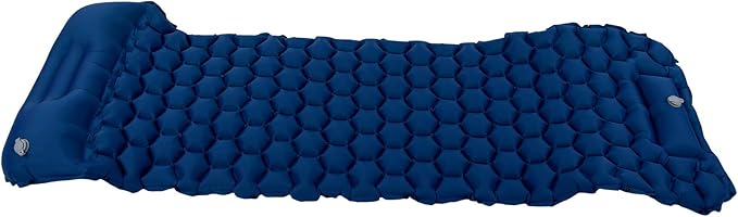 Inflatable Camping Sleeping Pad Mat, Ultra Lightweight Air Cushion Mattress for Tent Hiking Travel, 2 Way Valve Design with 40D Nylon Fabric and TPU Laminate, Compact Foldable (Navy Blue)