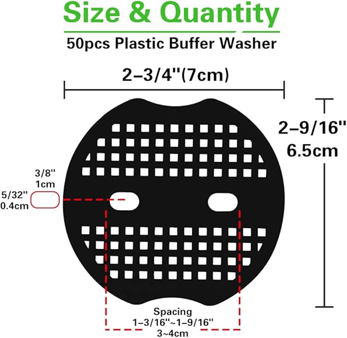Bakulyor 50pcs Garden Staples Plastic Buffer Washer, Landscape Staple Stakes Gaskets, Yard Pins Gasket for Weed Barrier Fabric, They Keep The Barrier from Ripping & Create a Sturdier Hold - Black