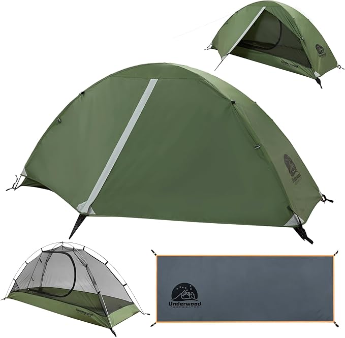 1 Person Backpacking Tent for Camping & 1 Person Tent Footprint Grey