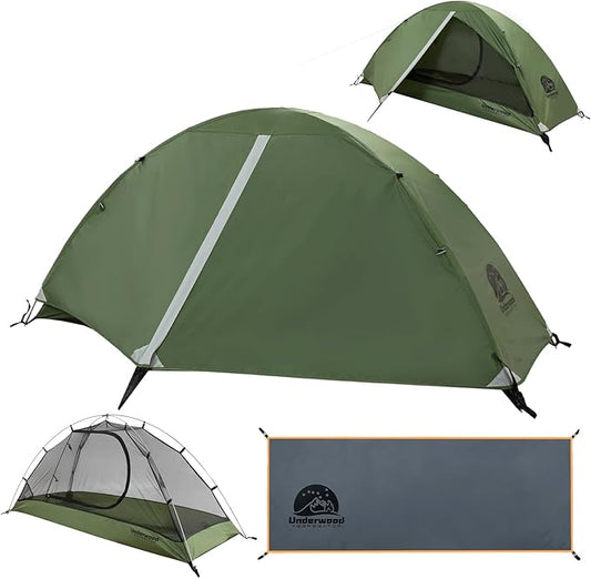 1 Person Backpacking Tent for Camping & 1 Person Tent Footprint Grey