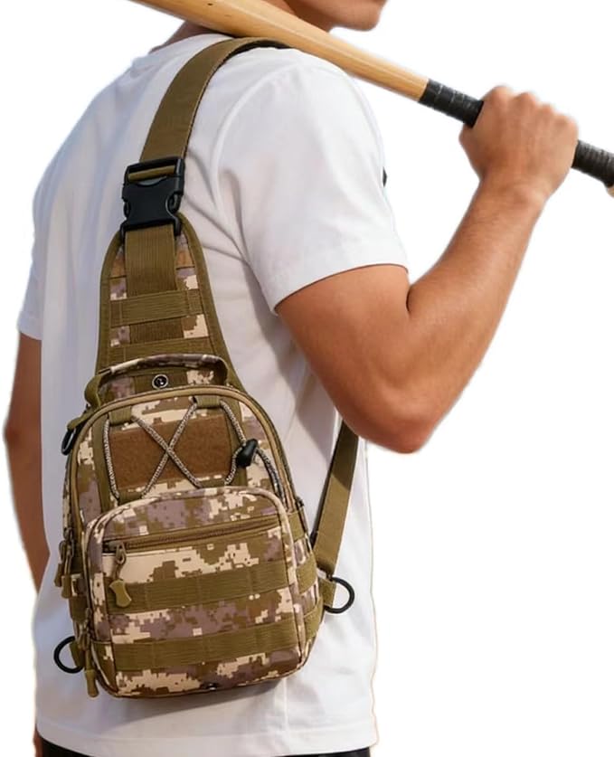 Viriber Tactical Backpack, Waterproof Military Cross-body Molle Sling Shoulder Backpack Chest Bag for Outdoor Every Day Carry Camouflage B