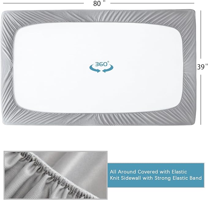 Biloban Twin XL Fitted Sheet 2 Pack, Twin Extra Long Fitted Sheets Only with Deep Pocket up to 14", Bottom Sheet, Shrinkage & Stain Resistant Bed Sheets, Grey