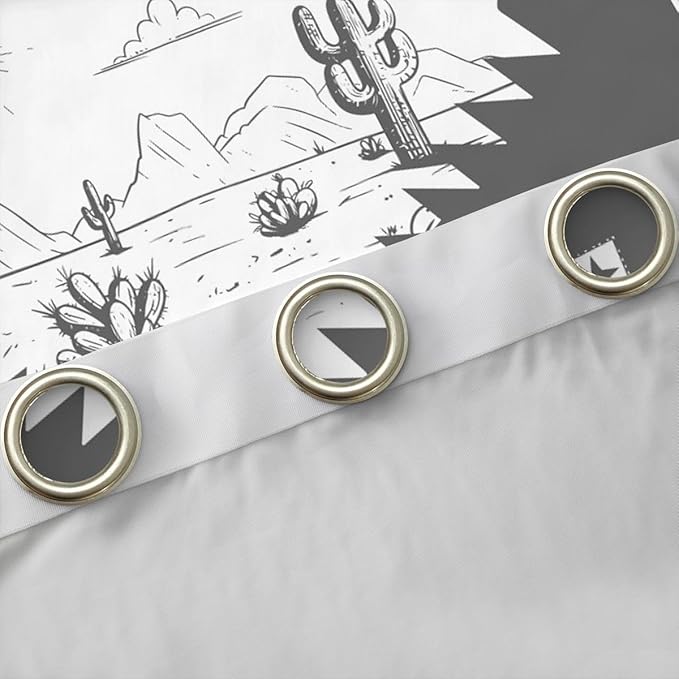 Manfei Western Cowboy Blackout Curtains Wild West Desert Cactus Window Drapes,Rustic Farmhouse Aztec Window Treatments,Kids Boys Girls Room Decor,Grommet Top 2 Panel Set Bedroom Curtains, 42Wx90L inch