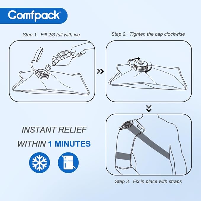 Large Refillable Ice Bag for Injuries, FSA Eligible, 14.5" x 10.6" Travel Ice Water Bag with Straps for Cold Therapy, Ice Pack Pain Relief for Swelling, Inflammation, Arthritis, Muscle