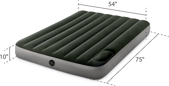 Intex 64762E Dura-Beam Standard Downy Air Mattress: Fiber-Tech – Full Size – Built-in Foot Pump – 10in Bed Height – 600lb Weight Capacity (Pack of 3)
