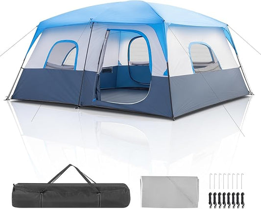 Outvita 8/10 Person Camping Tent, Large 2 Room Family Tent with Weatherproof Instant Cabin Shelter with Rainfly & Carry Bag for Backpacking Hiking Car Traveling…