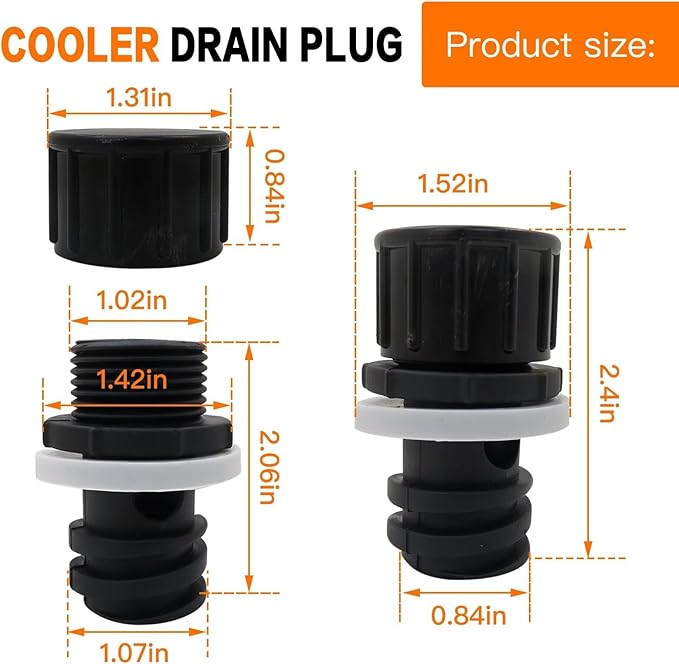 Cooler Drain Plug Replacement for YETI RTIC ORCA Model Coolers, Black