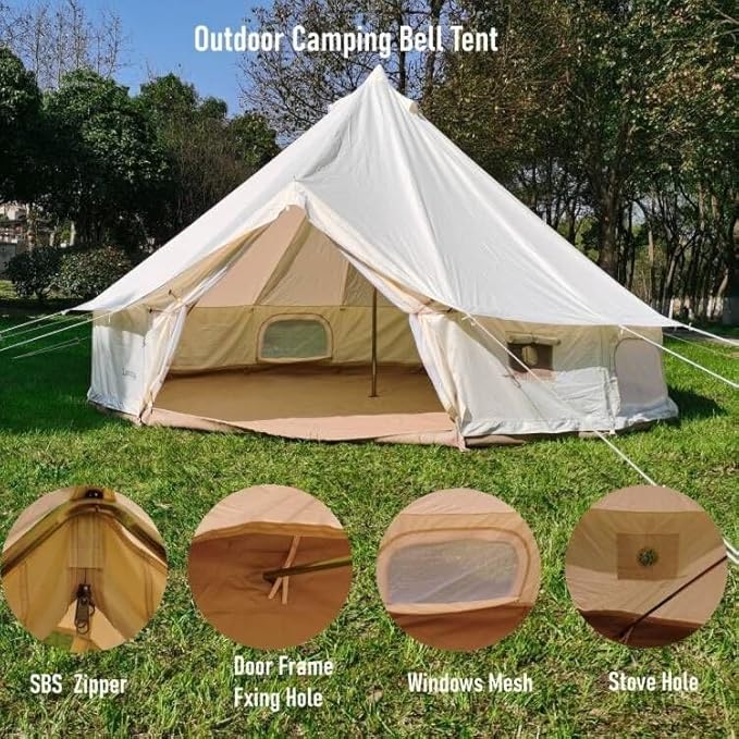 Outdoor Safari Glamping Tent Oxford 3M/ 4M/5M/6M Luxury Yurt Bell Tent for Family Camping