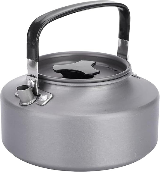Aluminum Teapot 37oz, Coffee and Tea Kettle with Folding Handle, Portable Pot for Camping, Hiking and Kitchen Use, Black Handle (Black Handle)