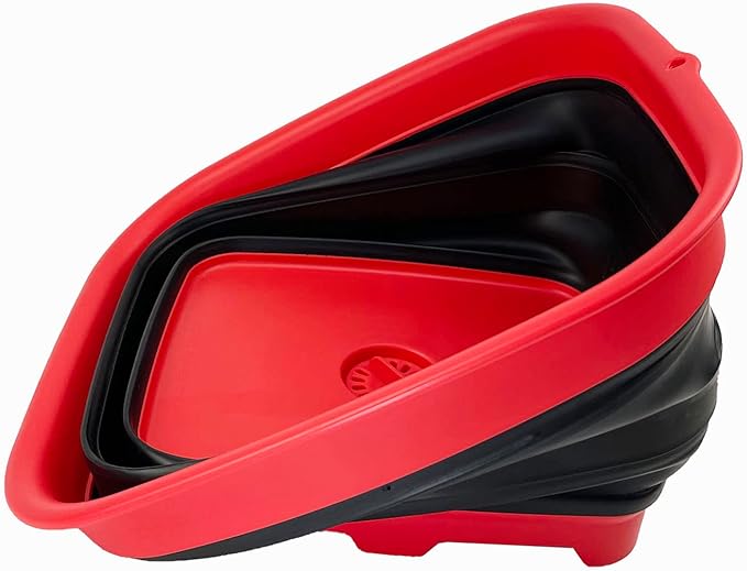 SAMMART 15L (3.9 Gallon) Collapsible Dishpan with Draining Plug - Foldable Washing Basin - Portable Dish Washing Tub - Camping & Space Saving Kitchen Storage Tray (Vermeil/Black)