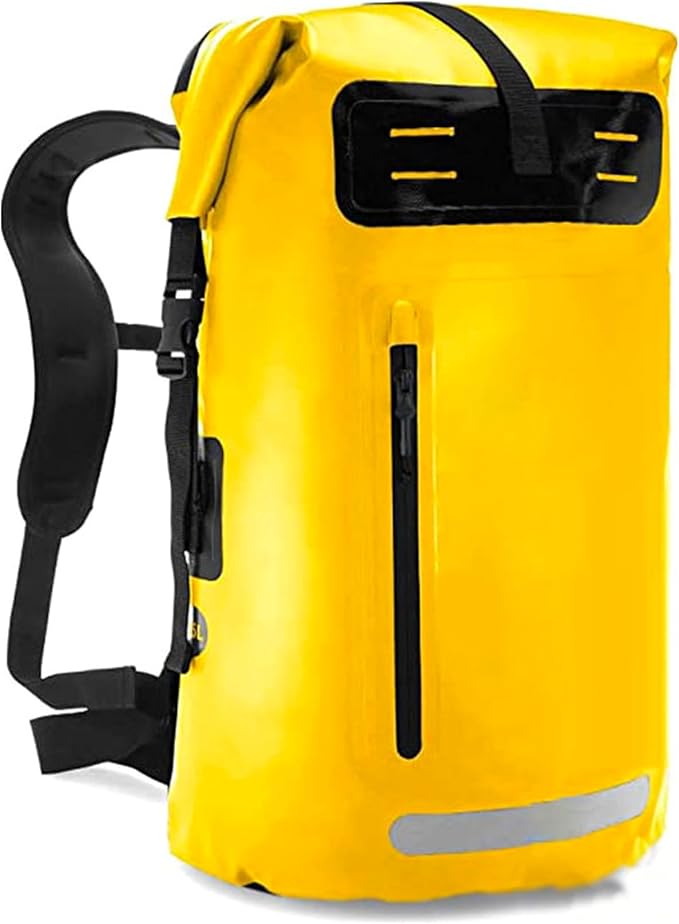 Waterproof Backpack，Heavy Duty Hiking Backpack，35/55/85L dry bag backpack waterproof for Men，Roll-Top Closure，for Kayaking, Travel, Hiking, Fishing, Camping, Motorcycles (yellow, 55L)