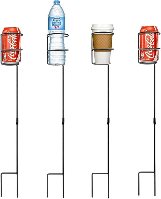 Sorbus® Outdoor Beverage Heavy Duty Drink Holder Stakes, Set of 4- Holds a Variety of Beverages Sizes - Great for Beach, Picnics, Tailgating, and More